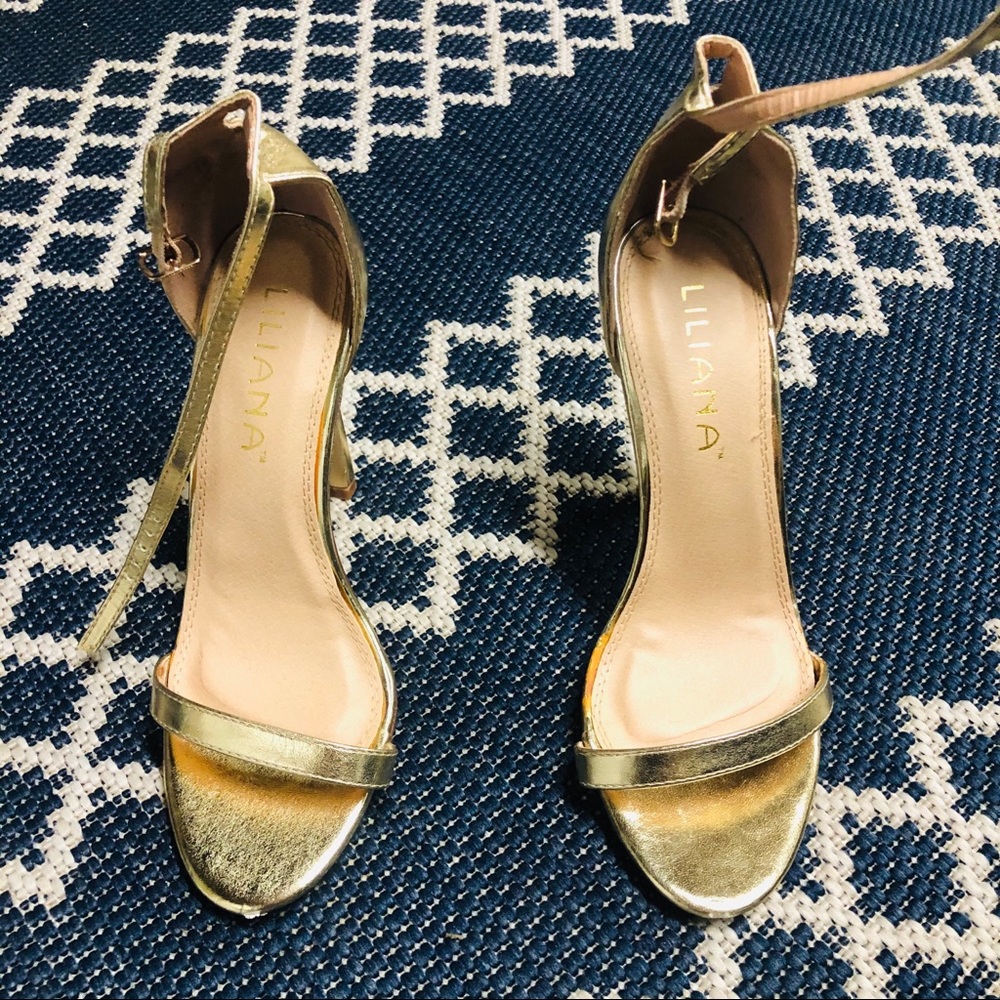 Gold Strappy Pointed Sandal